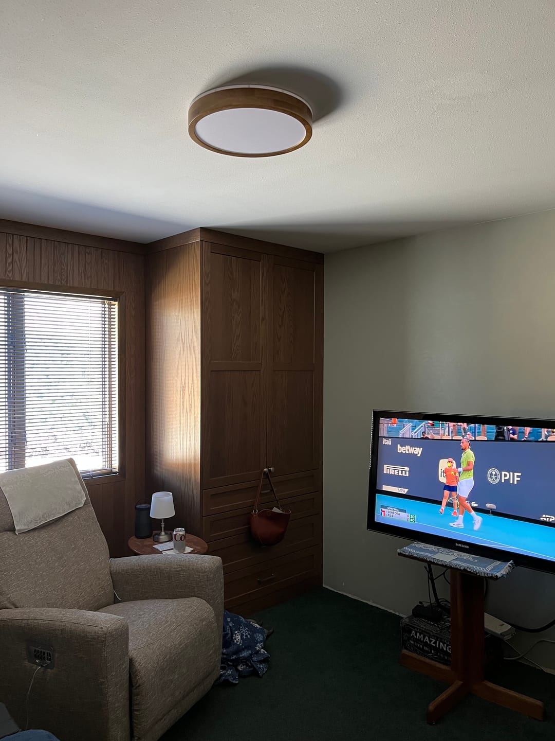 Customer photo review of Scandinavian Round Wood Dimmable LED Flush Mount