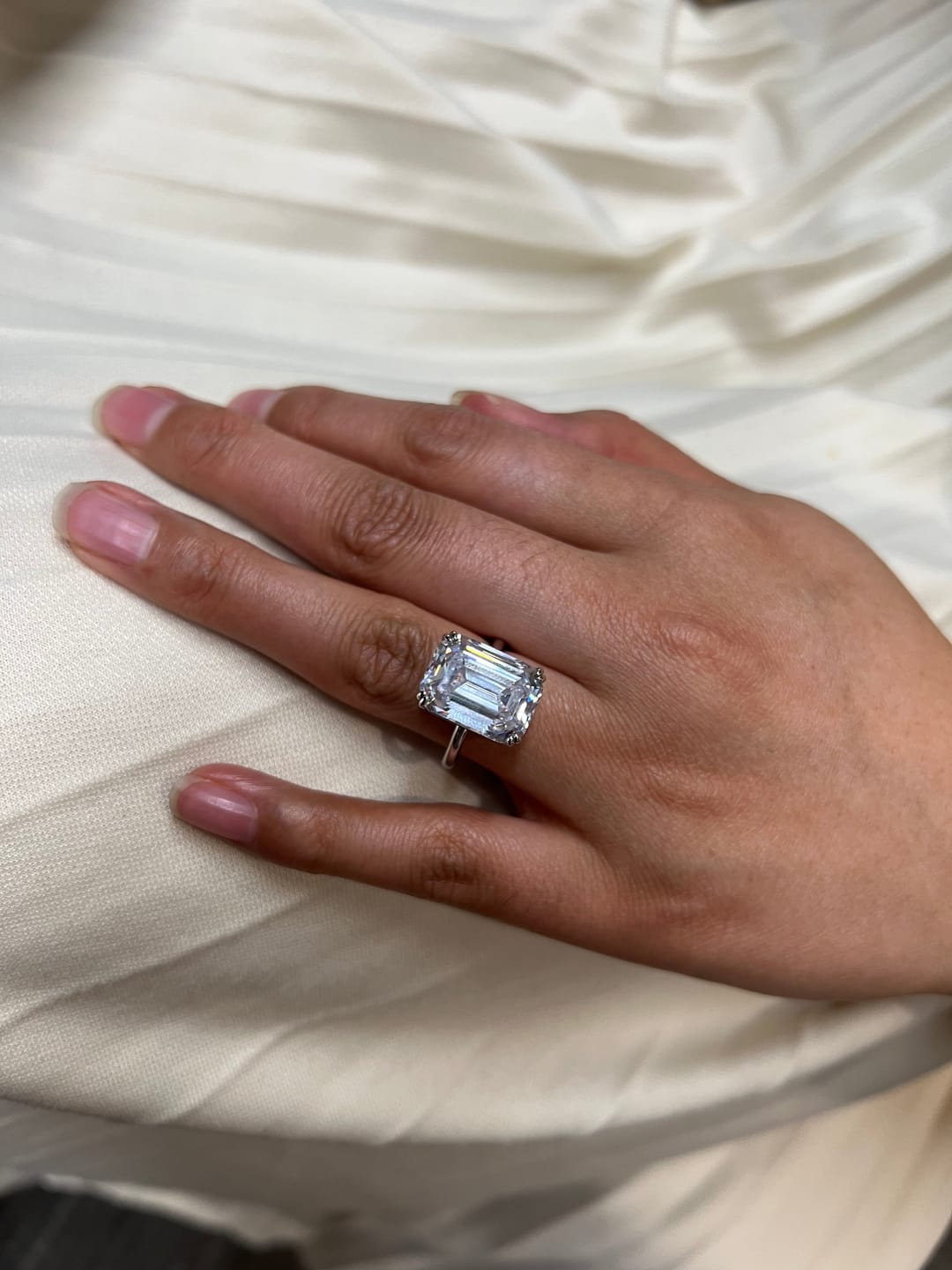 Customer photo review of S925 5.0/11.5 Ct Emerald Cut Engagement Ring In Sterling Silver Classic Everyday Wearable Ring