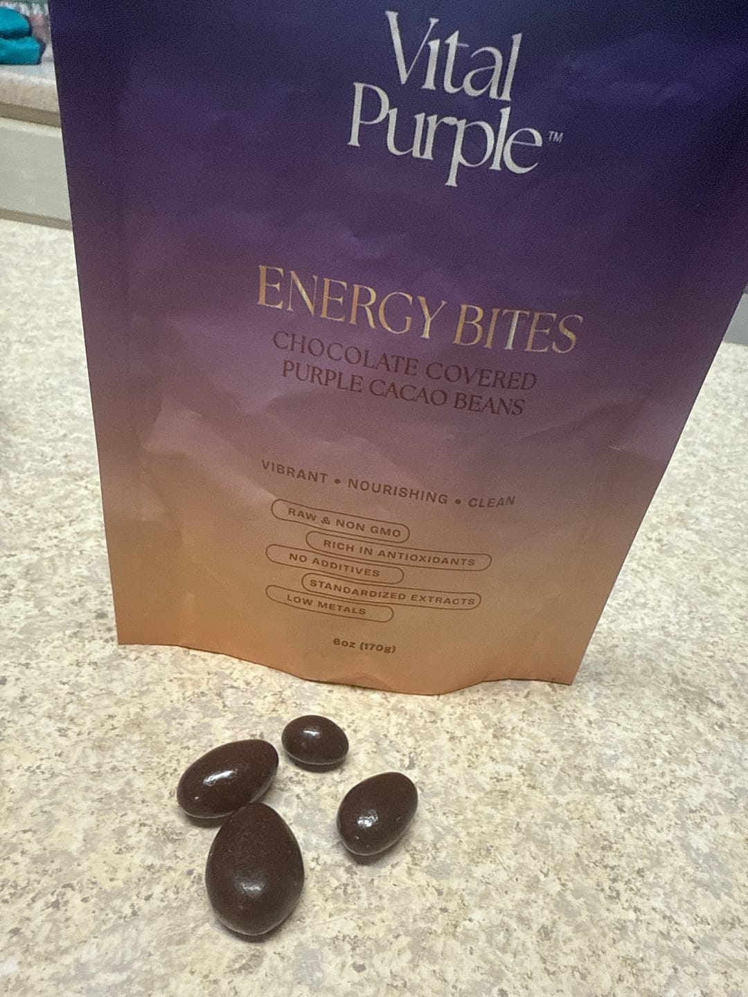 Customer photo review of Energy Bites: Flavanol Rich Chocolate Covered Cocoa Seeds