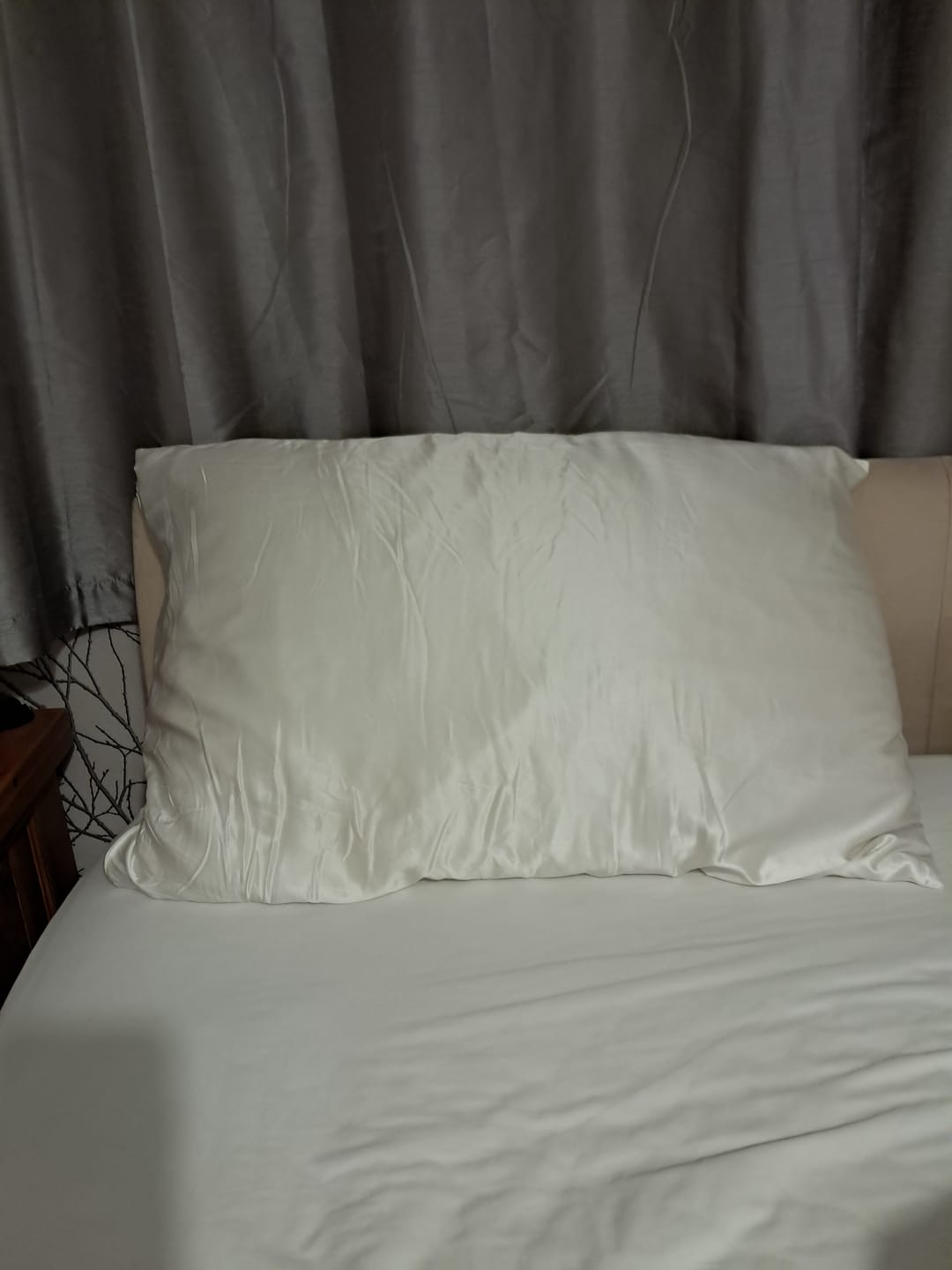 Customer photo review of White 22 Momme Mulberry Silk Pillowcase
