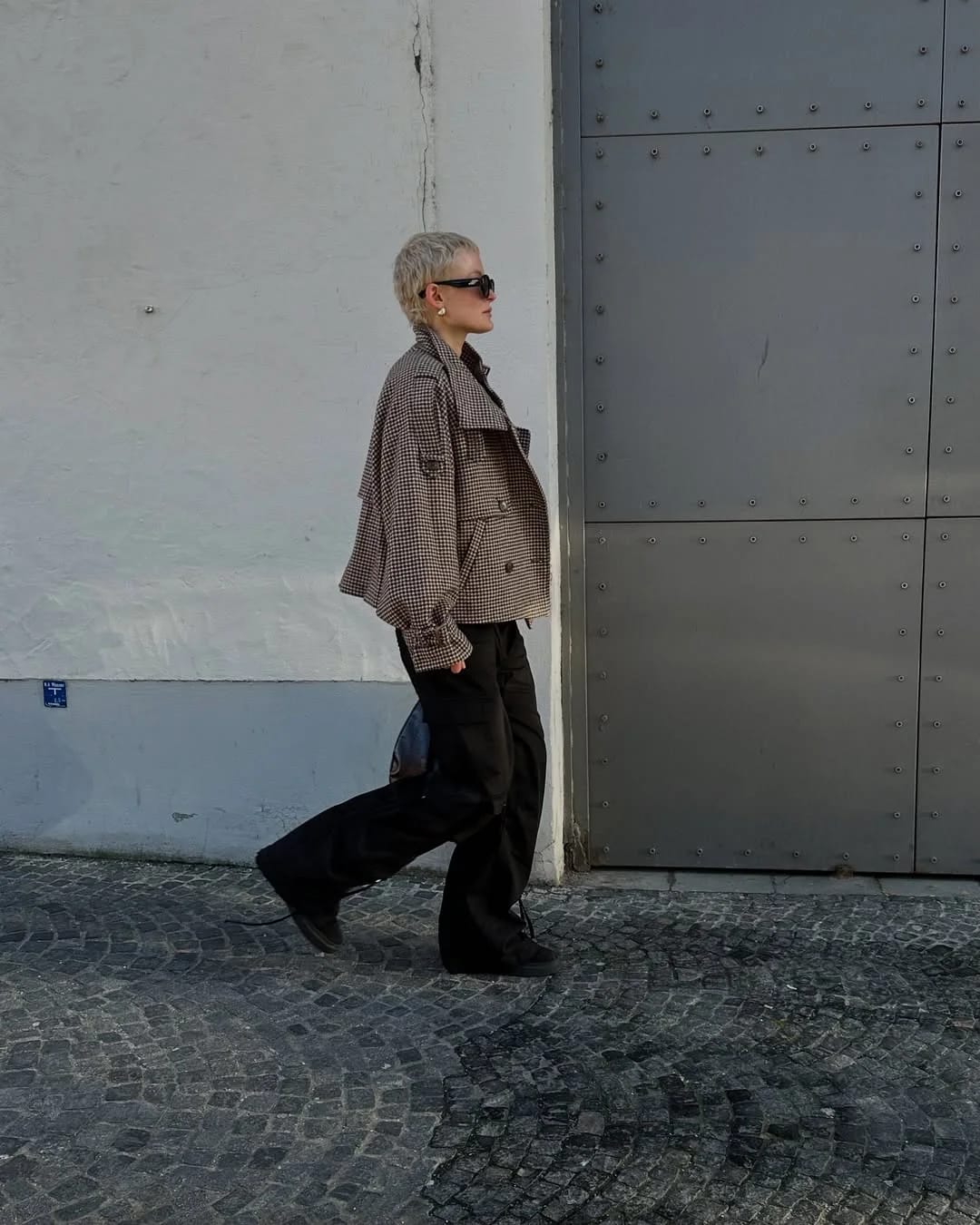 Customer photo review of Cassandra Lapel Checkered Coat