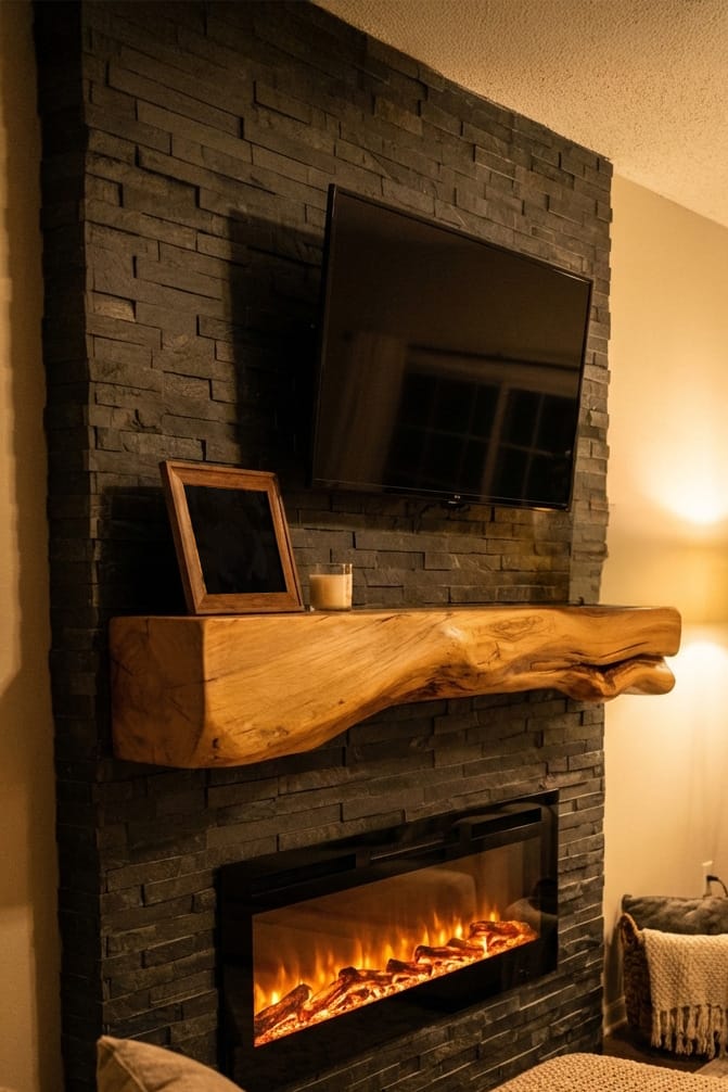 Customer photo review of Natural Mantel Shelf For Fireplace Or Entryway