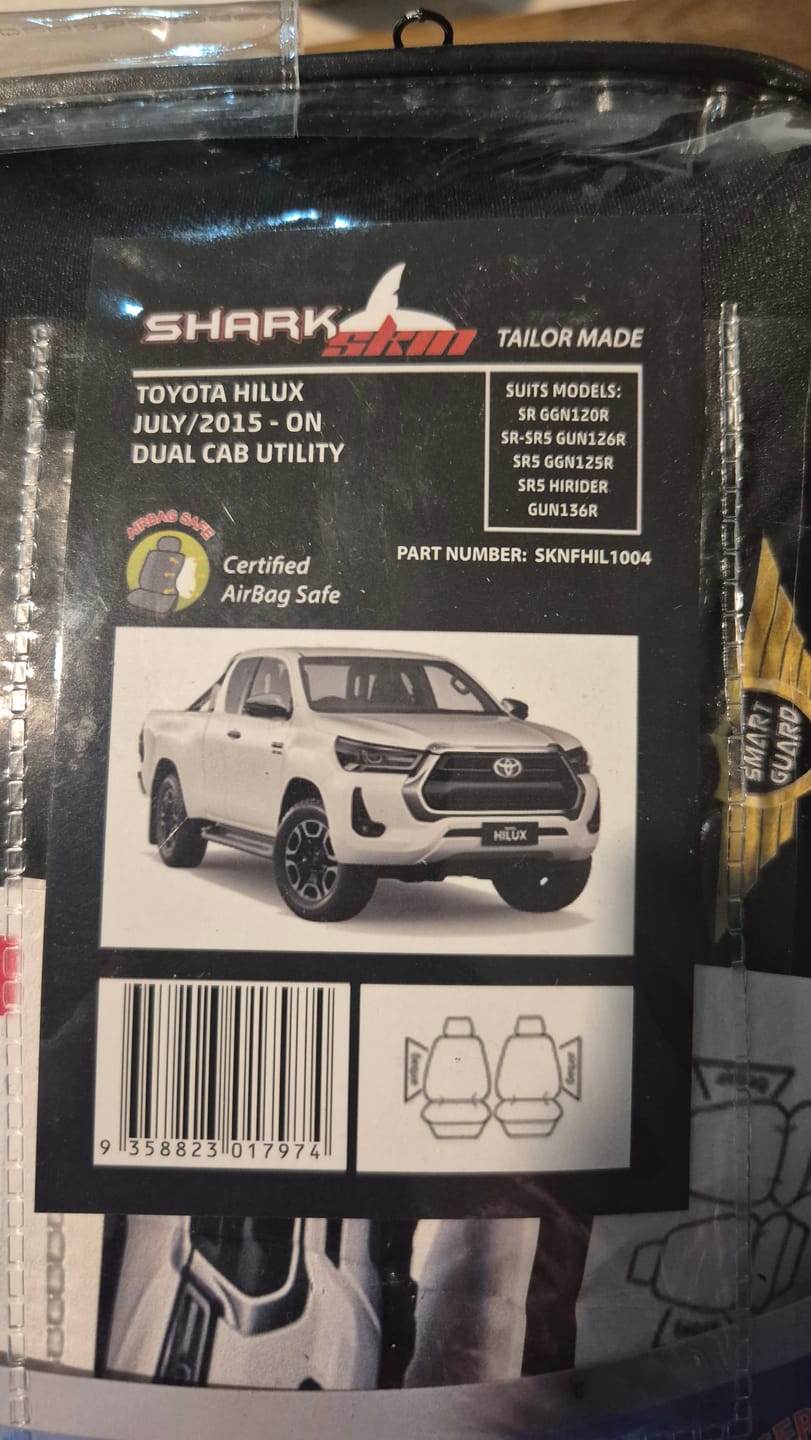 Customer photo review of Sharkskin Front Seat Covers for Toyota Hilux SR / SR5 (JULY/2015-ON)