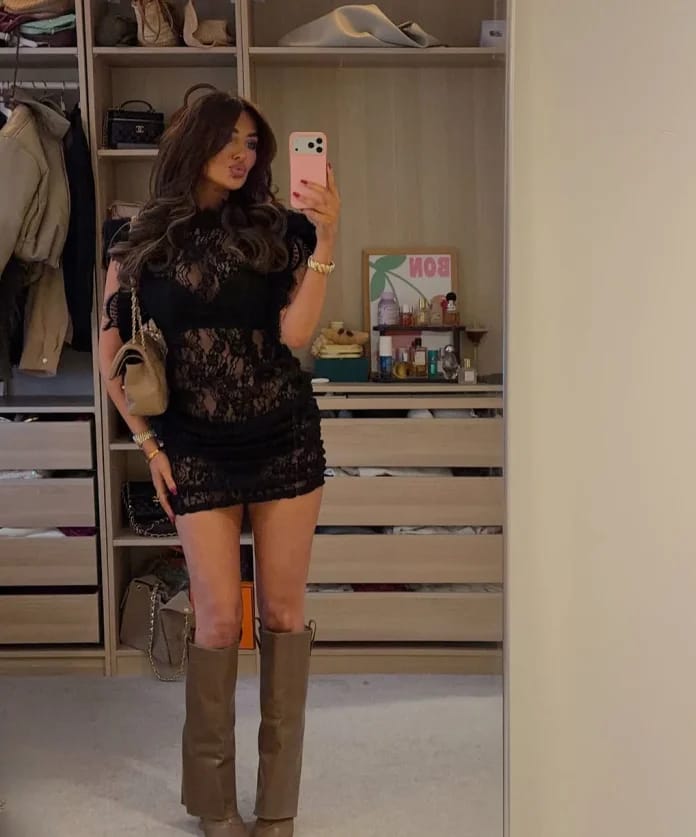 Customer photo review of Barbara Sheer Lace Slim Fit Dress