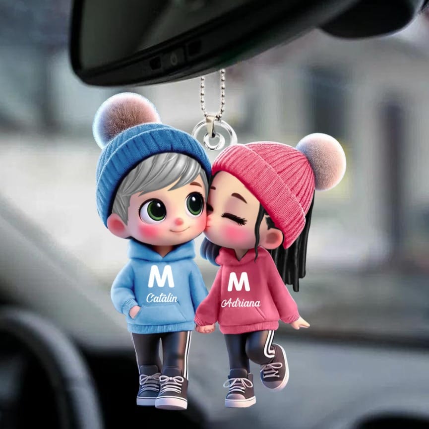 Customer photo review of Cute Cartoon Couple Walking Personalized Ornament