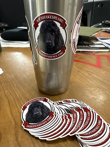 Customer photo review of 100 2.5" Custom Vinyl Laminated Stickers