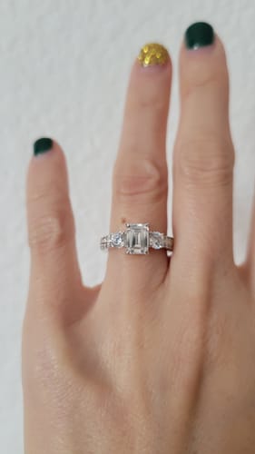 Customer photo review of 3-Stone 1ct Emerald Cut CZ Ring in Sterling Silver