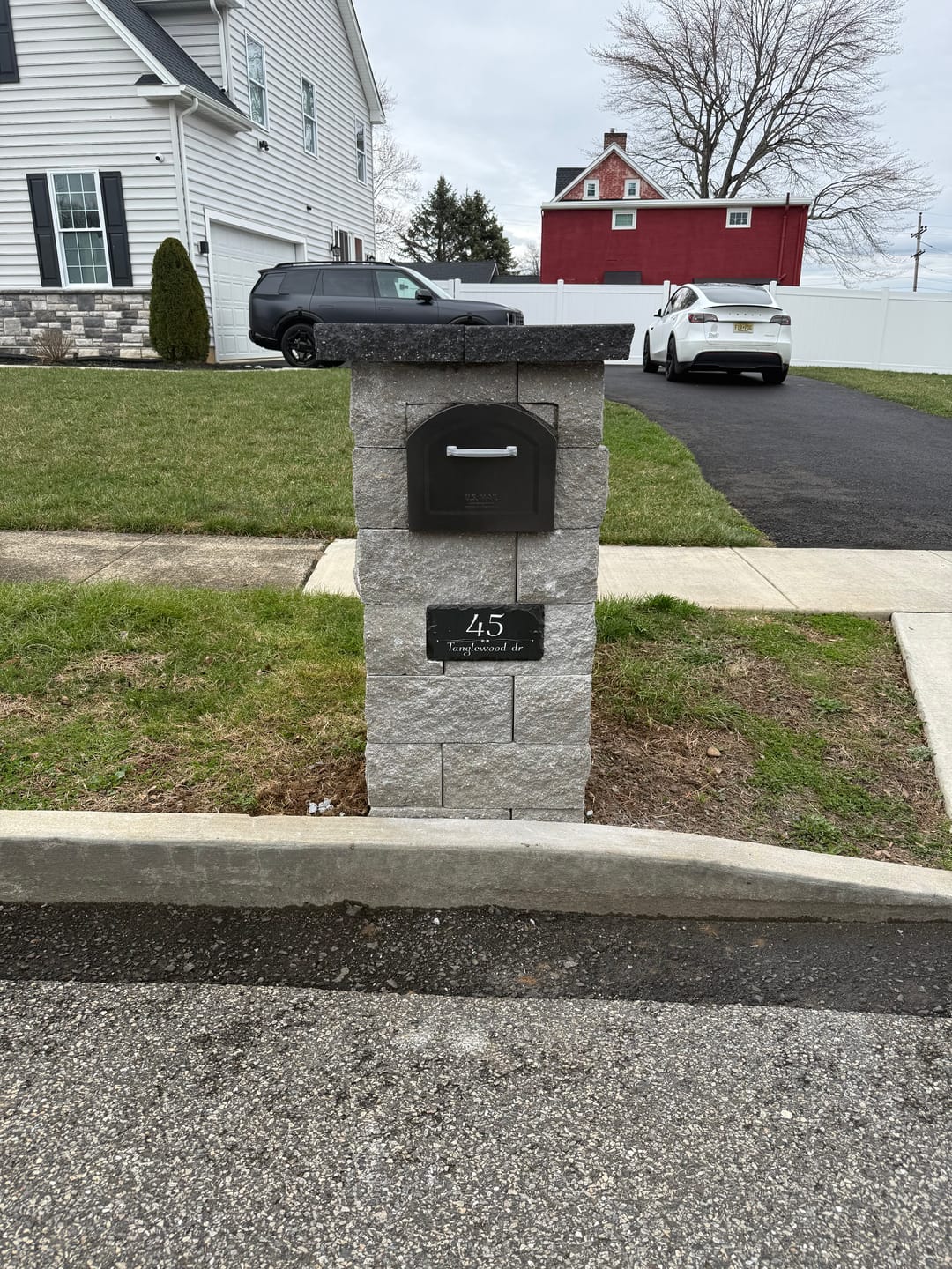 Customer photo review of Customizable Slate Home Address House Sign - White on Black - Handmade and Personalized