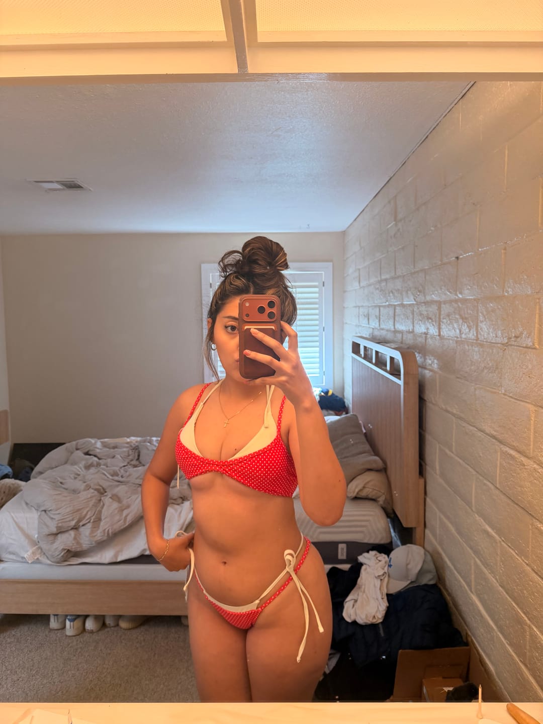 Customer photo review of Seamolly Polka Dot Print Tie Side Double Layer Bikini Set