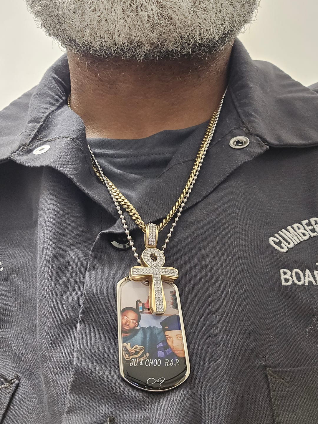 Customer photo review of Custom Name Photo Dog Tag Memorial Necklace
