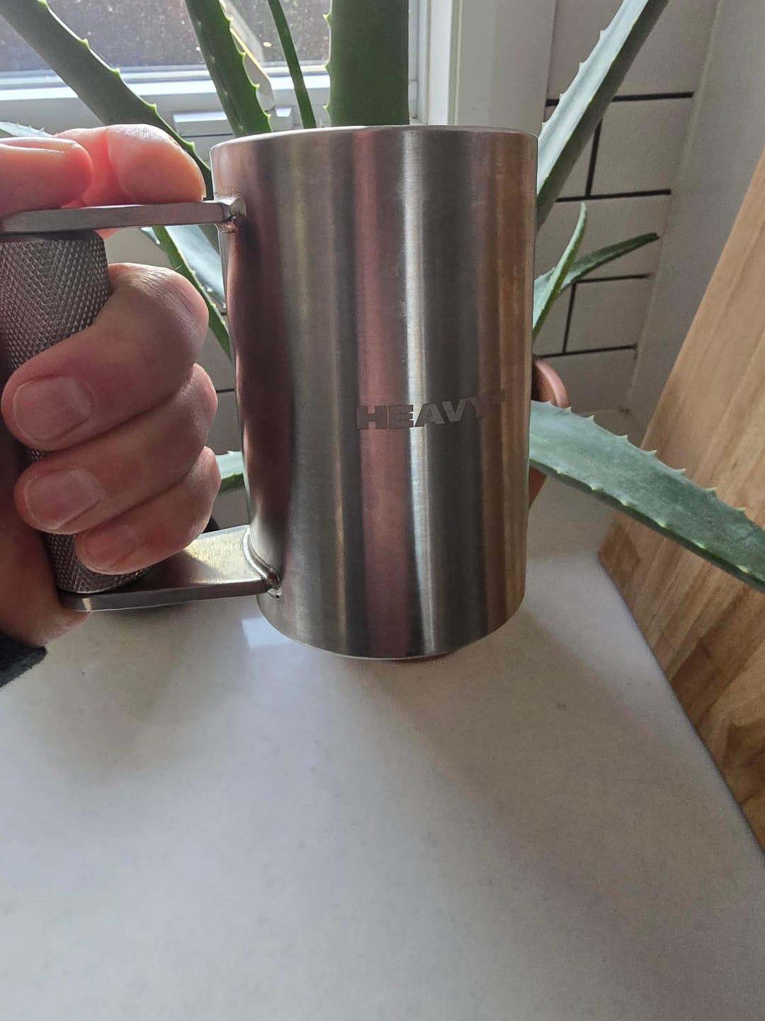 Customer photo review of 5lb HEAVY* Mug | Stainless Steel Weighted Mug