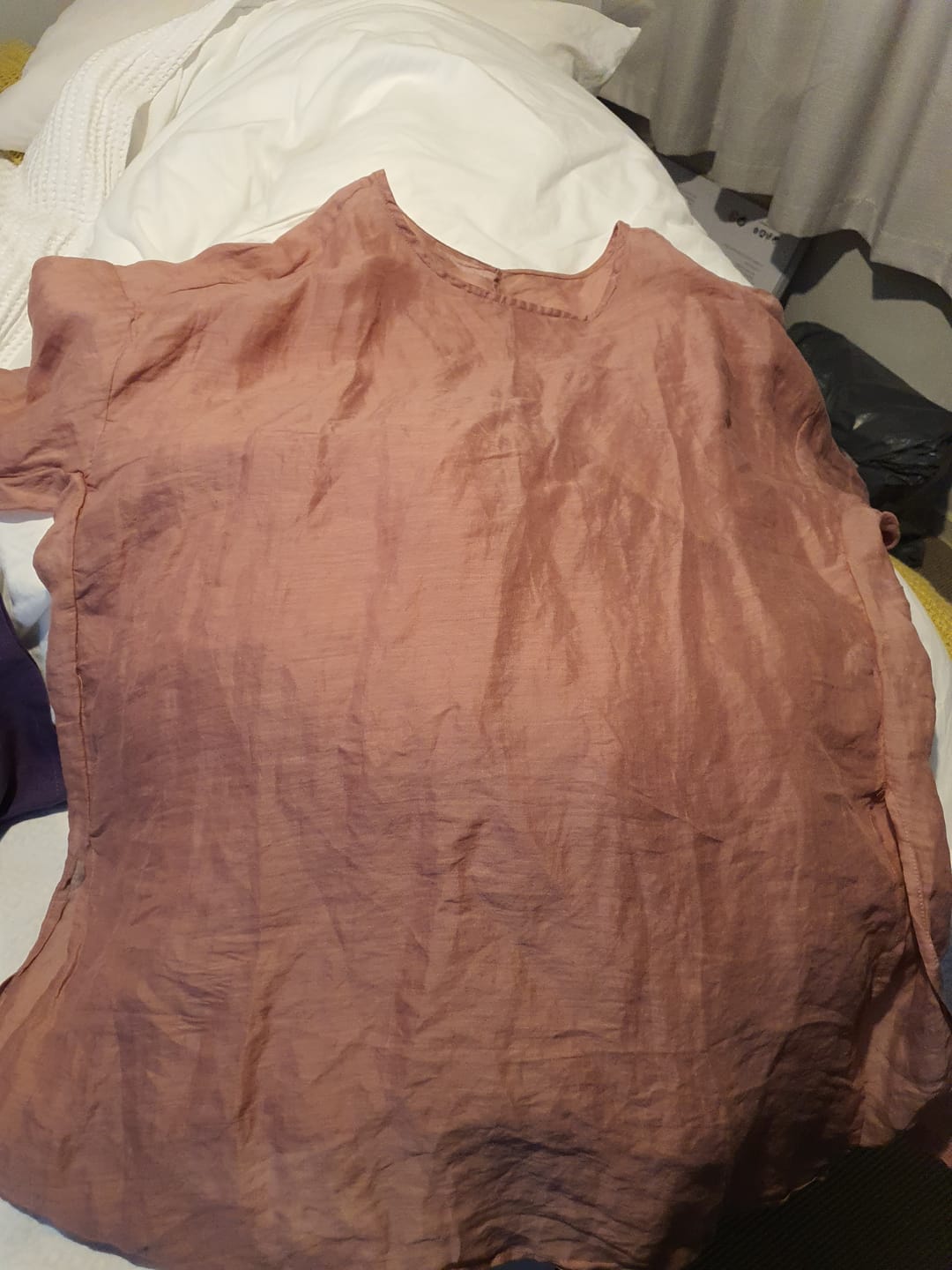 Customer photo review of Women Summer Artsy Pure Color O-Neck Ramie Shirt