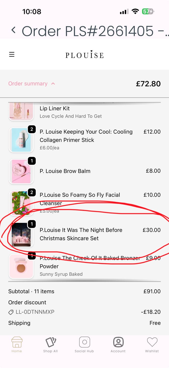Customer photo review of P.Louise It Was The Night Before Christmas Skincare Set