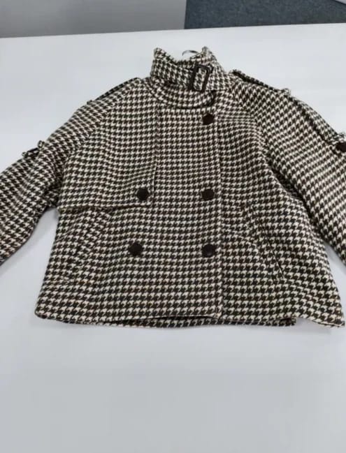 Customer photo review of Cassandra Lapel Checkered Coat