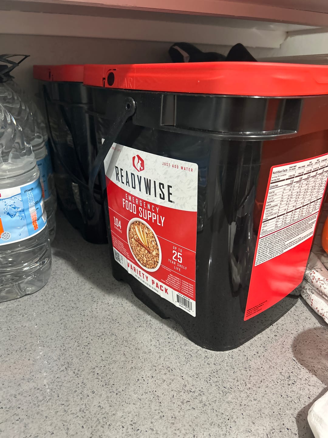 Customer photo review of 104 Serving Variety Pack Bucket Buy 1 Get 1