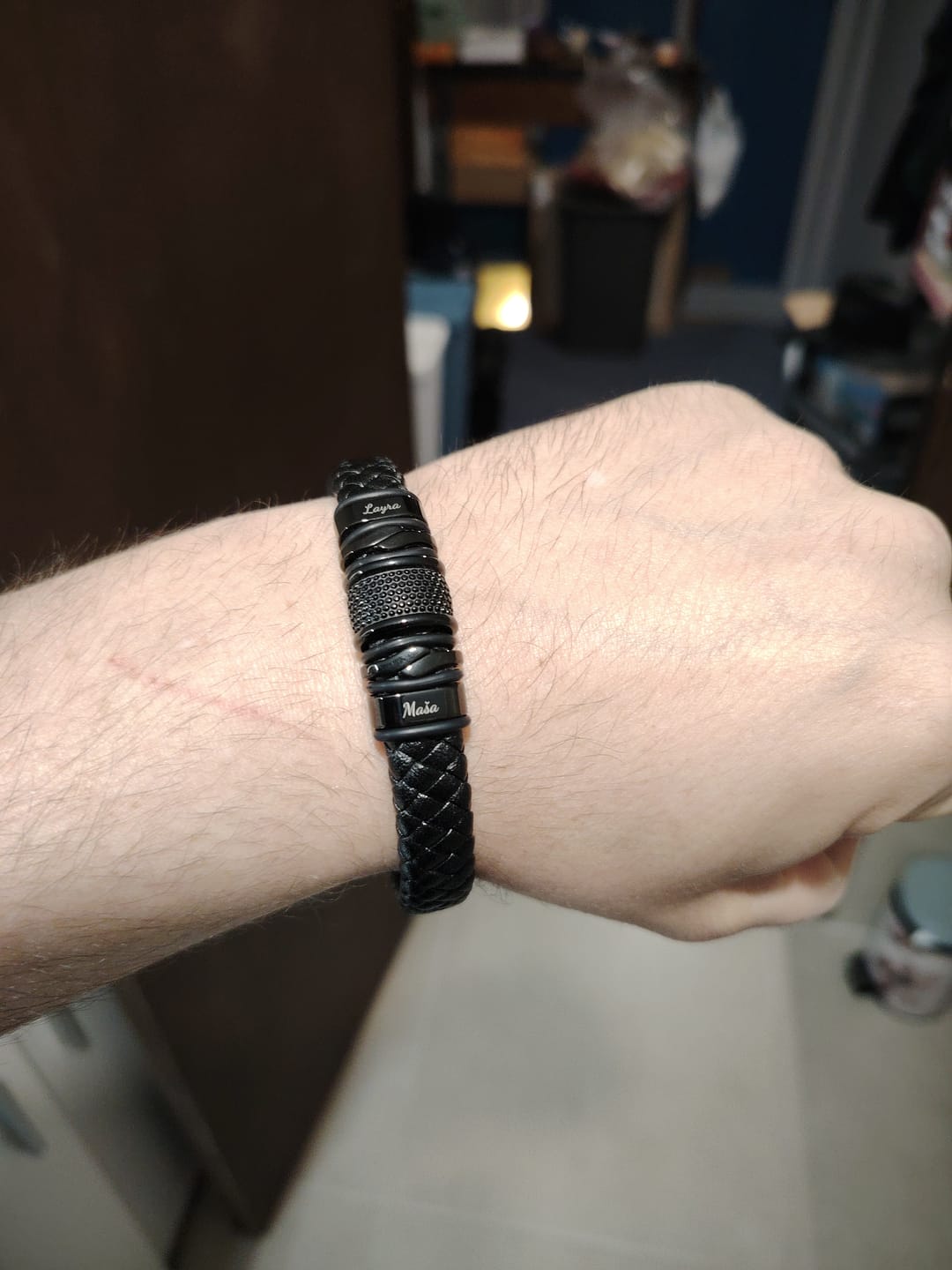 Customer photo review of Set of 2: Black Bracelet + Arrow Necklace