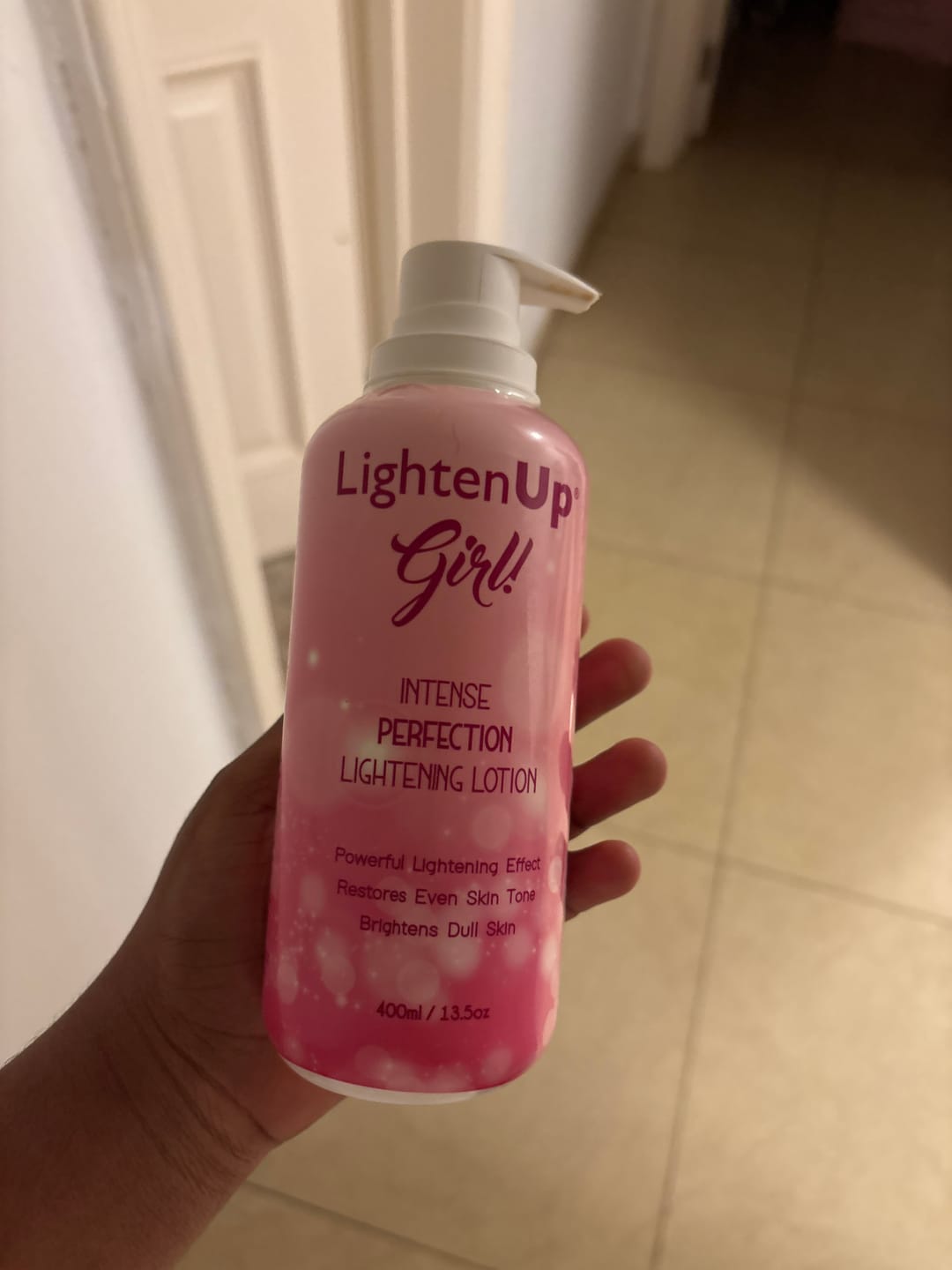 Customer photo review of LightenUp Girl! Intense Perfection Lightening Lotion - 400ml / 13.5 Oz