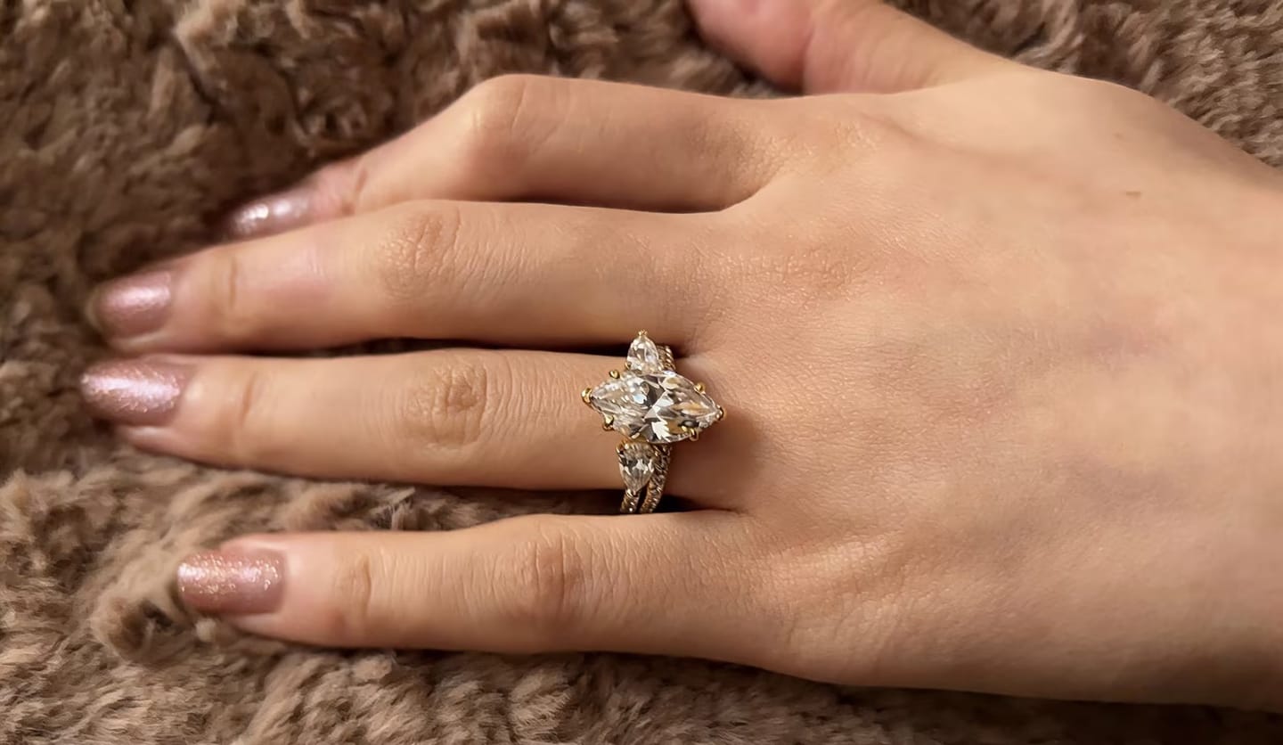 Customer photo review of S925 4.0Ct Marquise Cut Insert Wedding Ring Set For Women Stackable Ring Set In Sterling Silver
