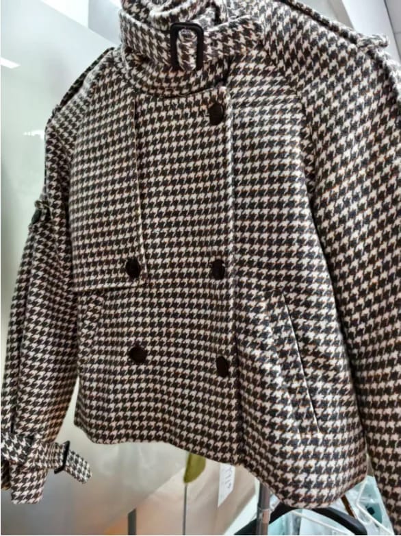 Customer photo review of Cassandra Lapel Checkered Coat