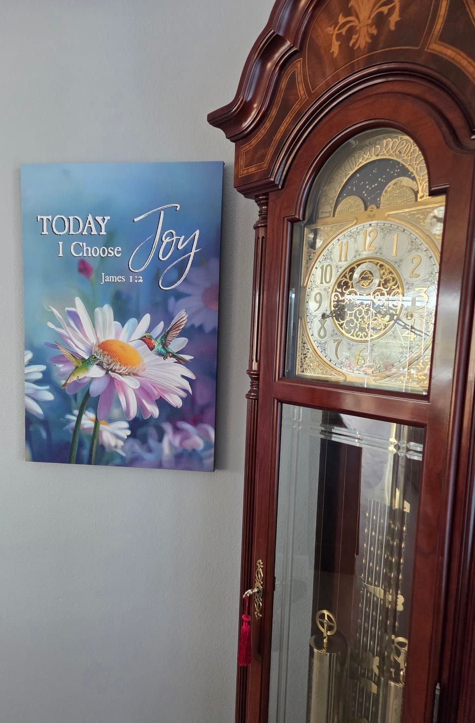 Customer photo review of Today I Choose Joy James 1:2, Hummingbird With Daisies, Wall Art Canvas