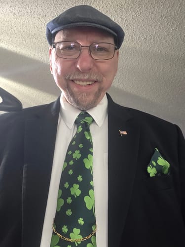 Customer photo review of Ties2you Silk Necktie Dark Green Novelty Shamrock Pattern Mens Casual Tie Set