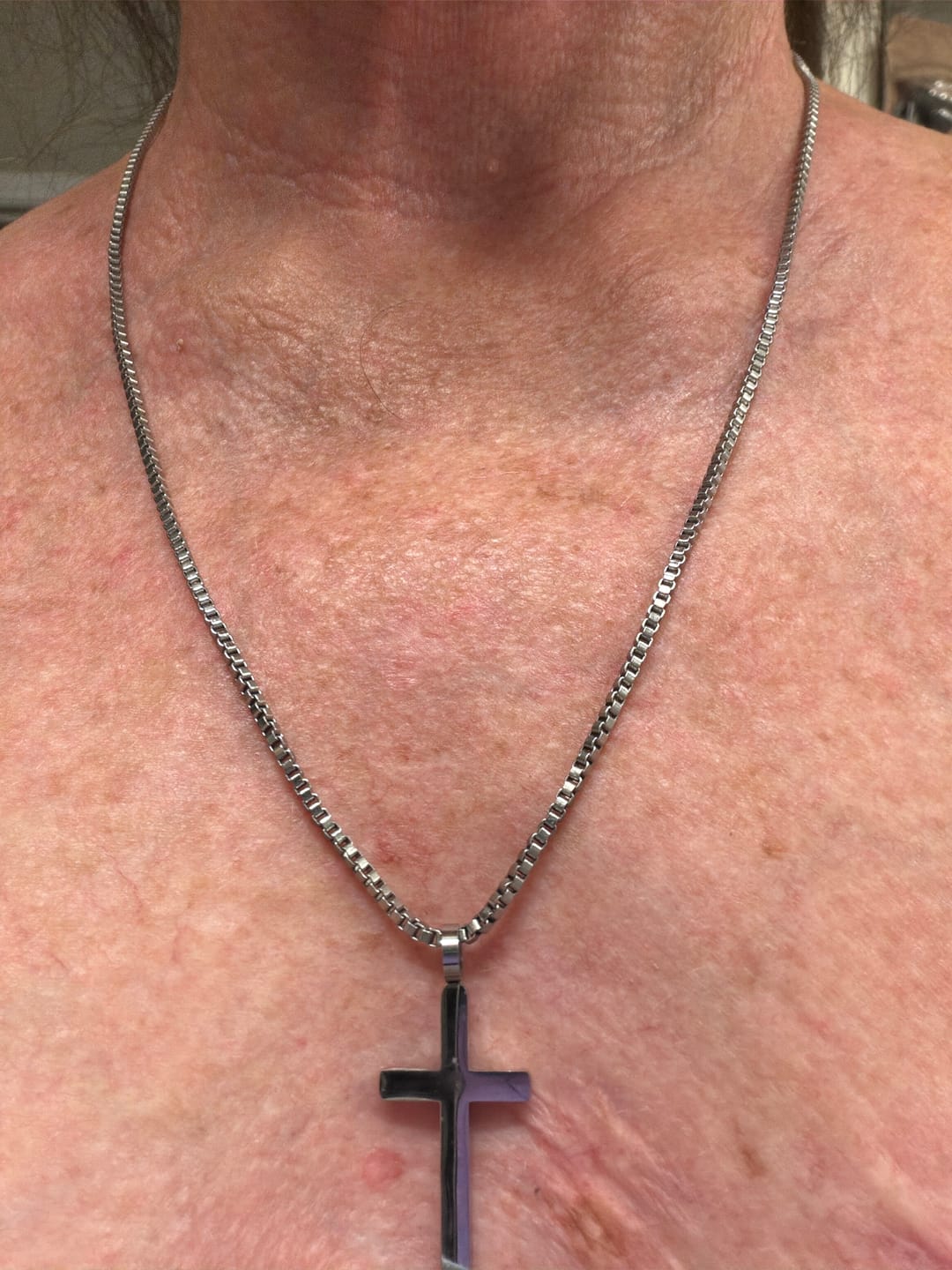 Customer photo review of Classic Cross & Box Chain