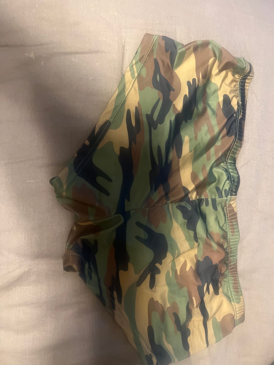 Customer photo review of Men's Camo Print Short Leg Trunks