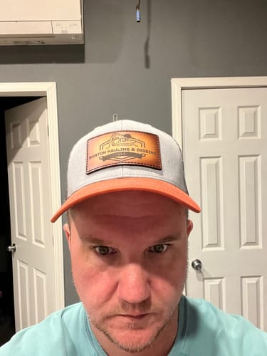 Customer photo review of Premium Custom Leather Patch Hats (Wholesale)