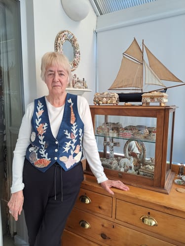 Customer photo review of Ruth Herbert Design Shell Motif Vest - M