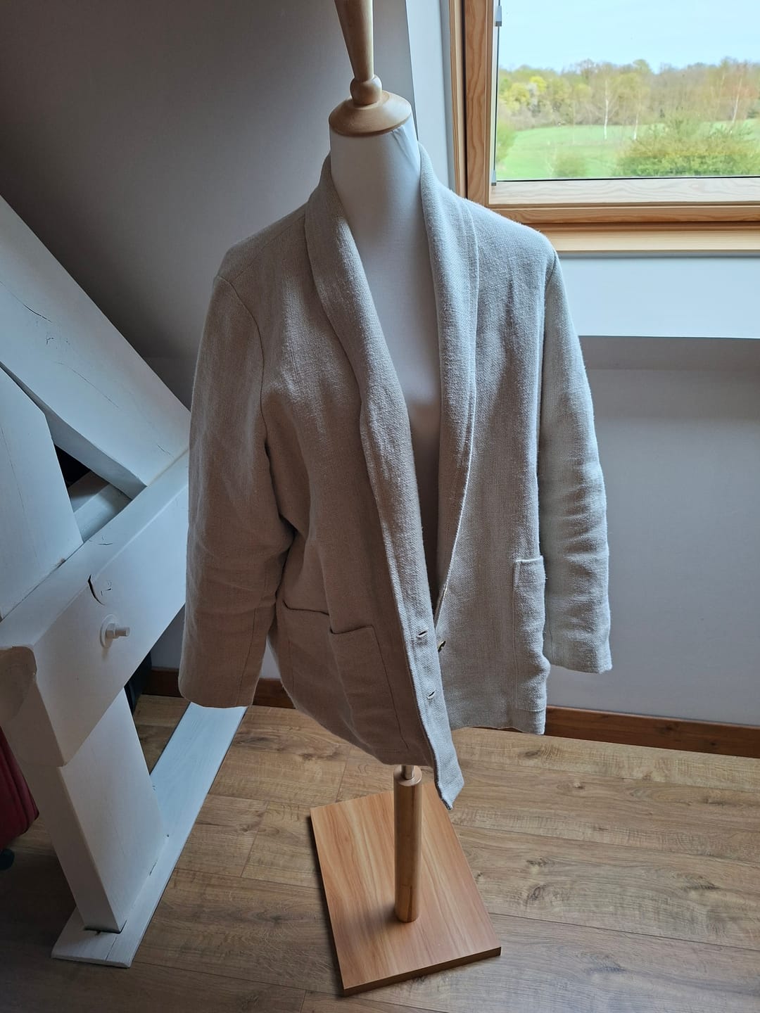 Customer photo review of Veste Faustine - gros de Naples en lin blanchi