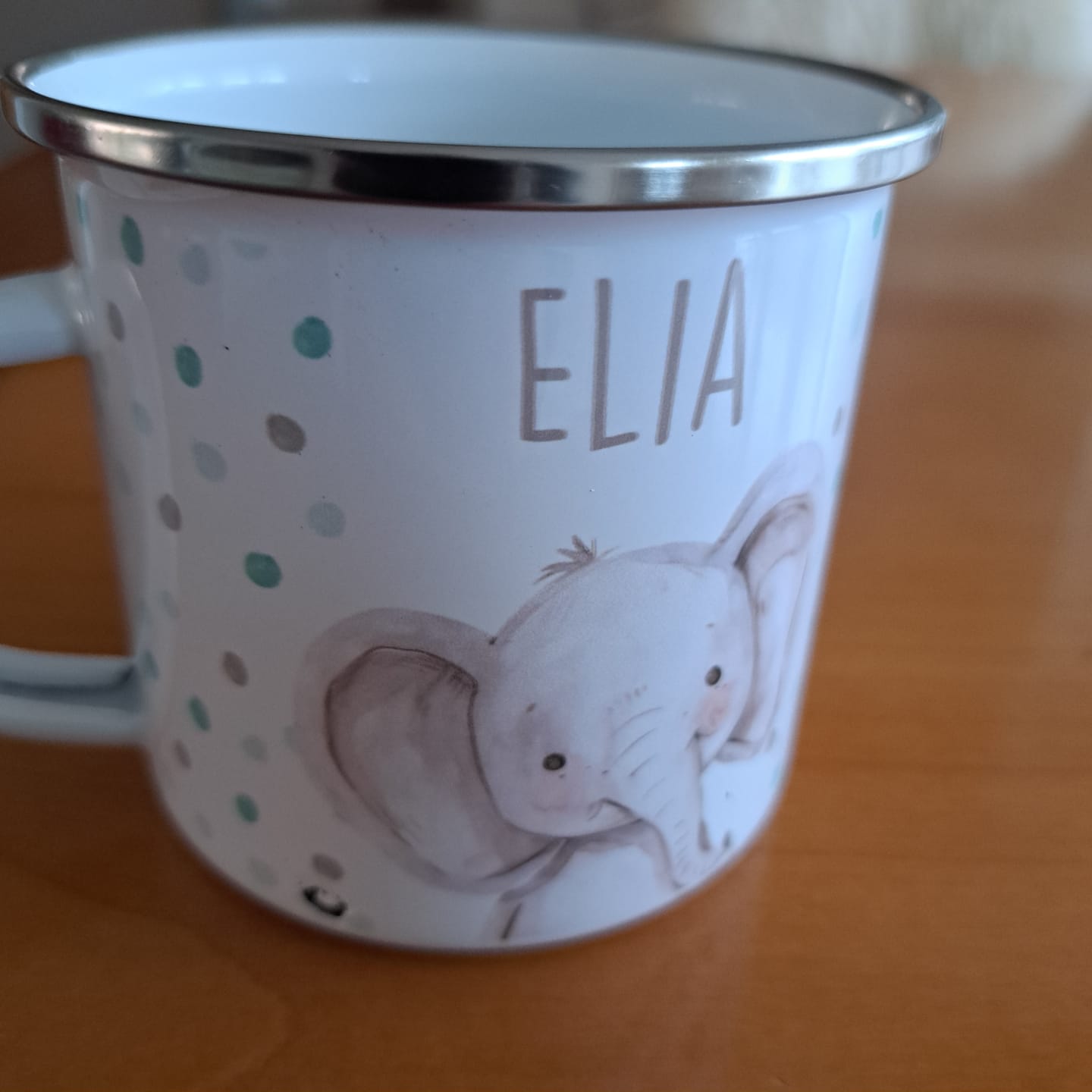 Customer photo review of Emaille Tasse personalisiert - Löwe mit Sternen