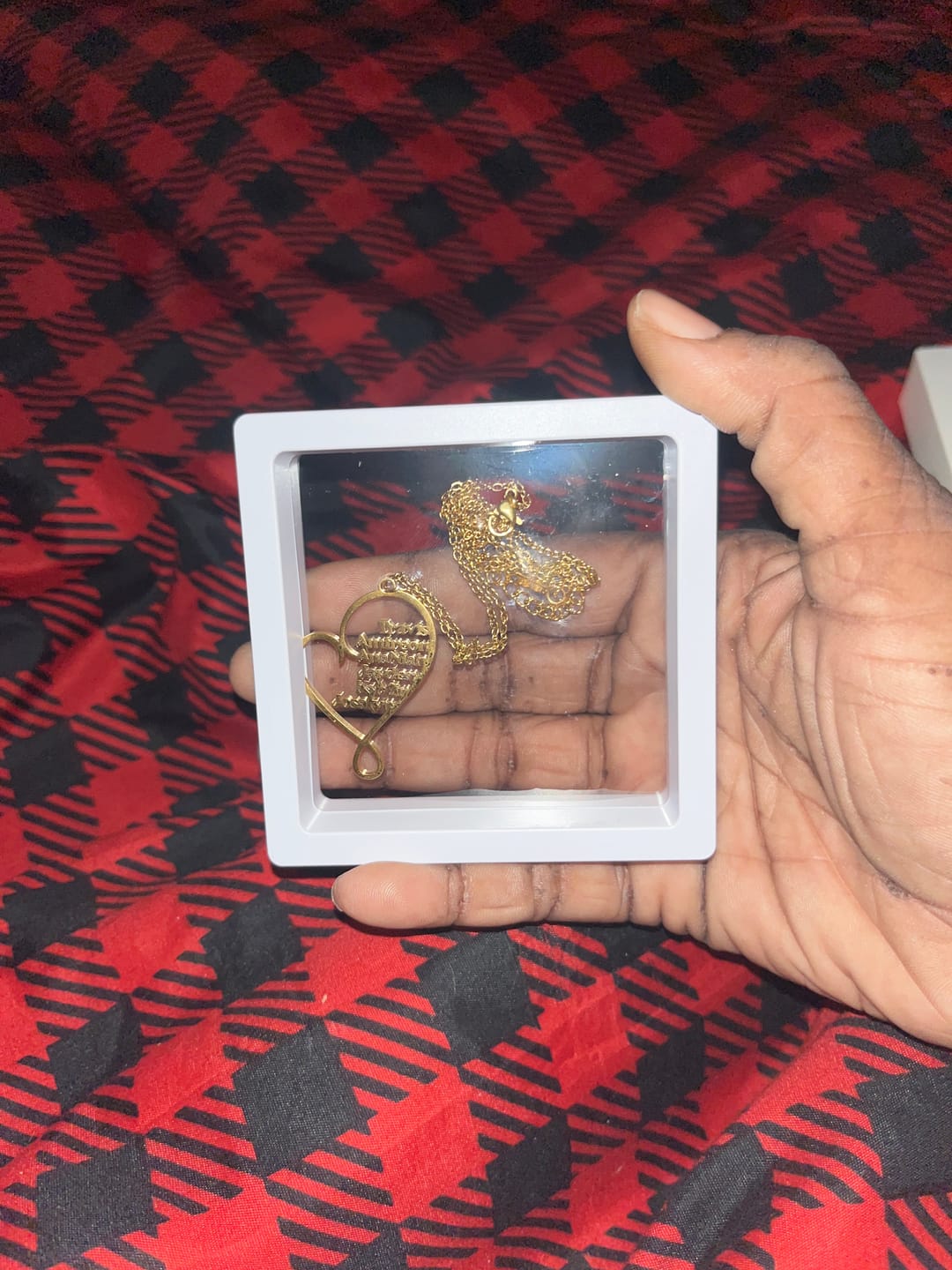 Customer photo review of Family Name Heart Necklace