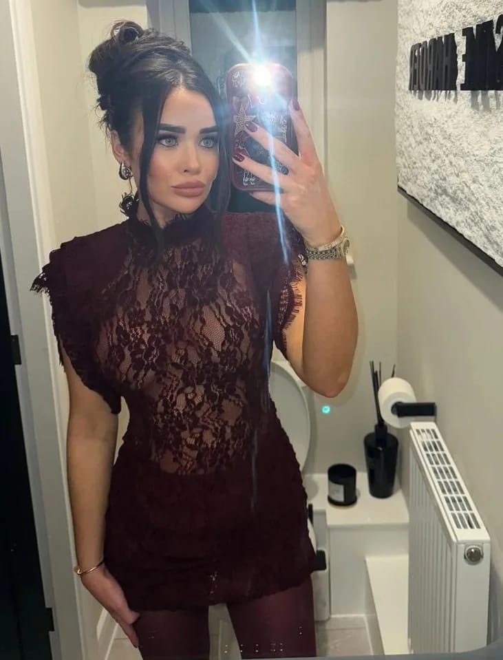 Customer photo review of Barbara Sheer Lace Slim Fit Dress