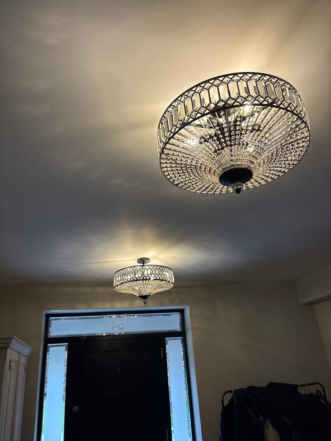 Customer photo review of Carved Crystal Drum Semi Flush Mount
