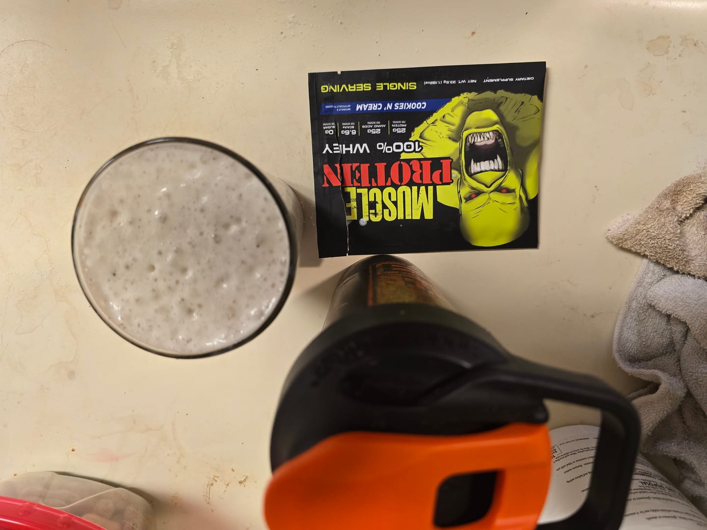 Customer photo review of Whey Protein Powder Travel Single Serving