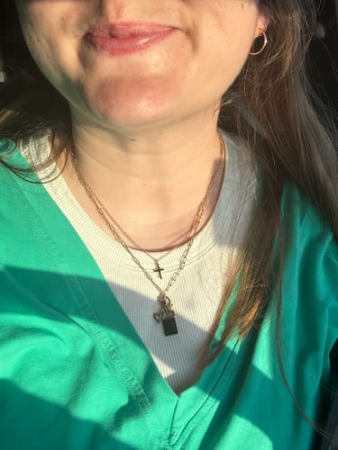 Customer photo review of Necklace: 18kt Gold Cross