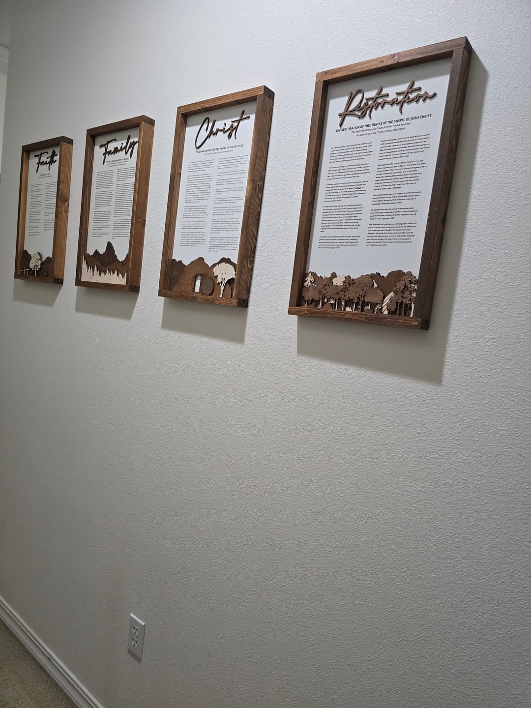 Customer photo review of 4-Piece Framed LDS Proclamation Signs With Beautiful Multi-layered Scenes
