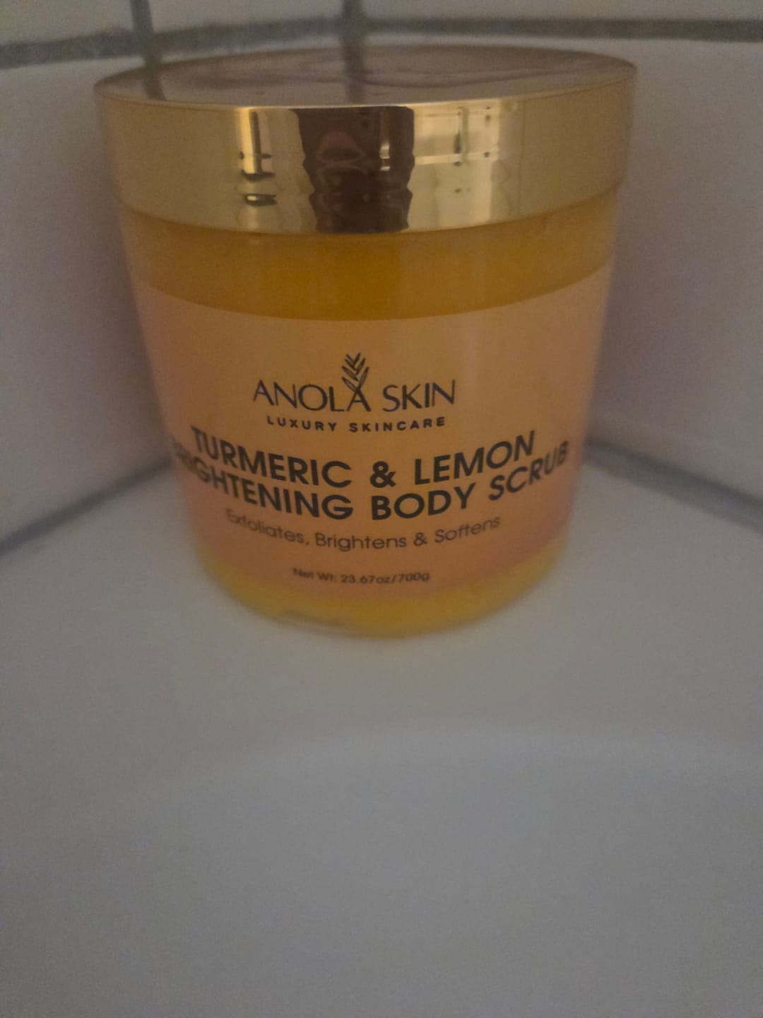 Customer photo review of Turmeric & Lemon Brightening Body Srub
