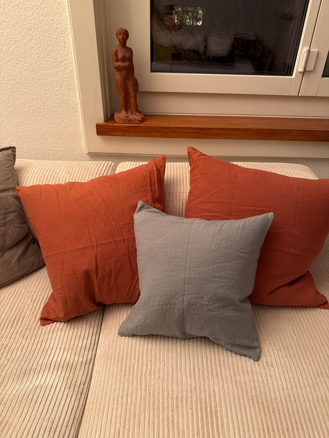 Customer photo review of Leinen-Kissenbezug, Baked Clay