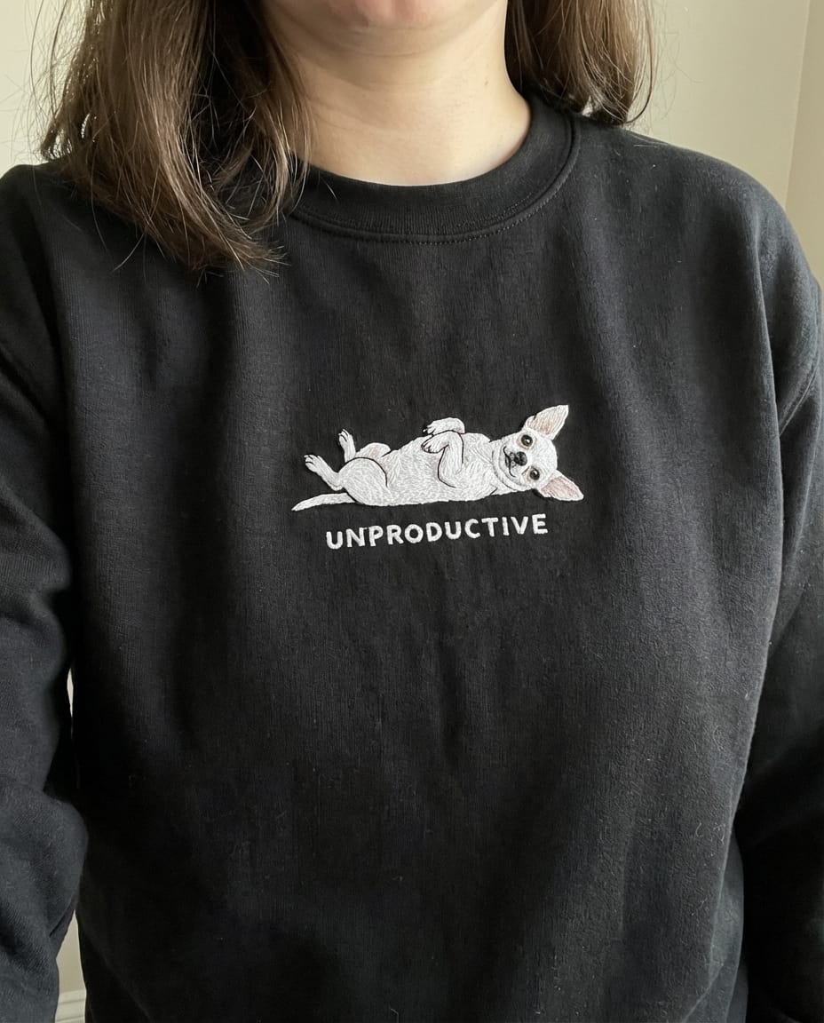 Customer photo review of Custom Offline Embroidered Dog Portrait Hoodie, Sweatshirt