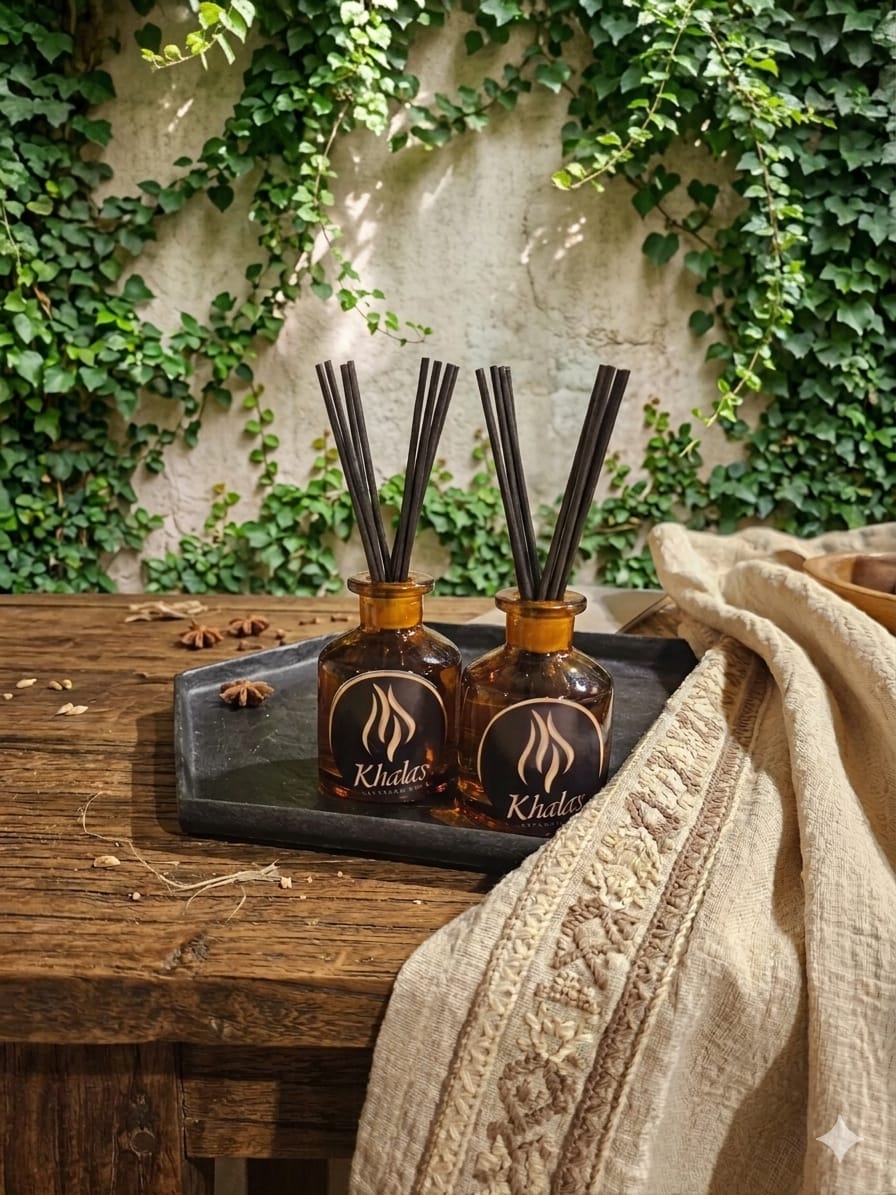 Customer photo review of Mikado 50 ml difusor vidrio ámbar curvo con tap. varillas n.