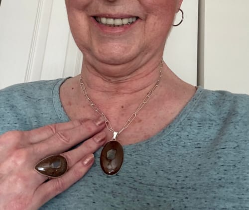 Customer photo review of Premium Boulder Opal Pendant 2" (.925 Sterling Silver)