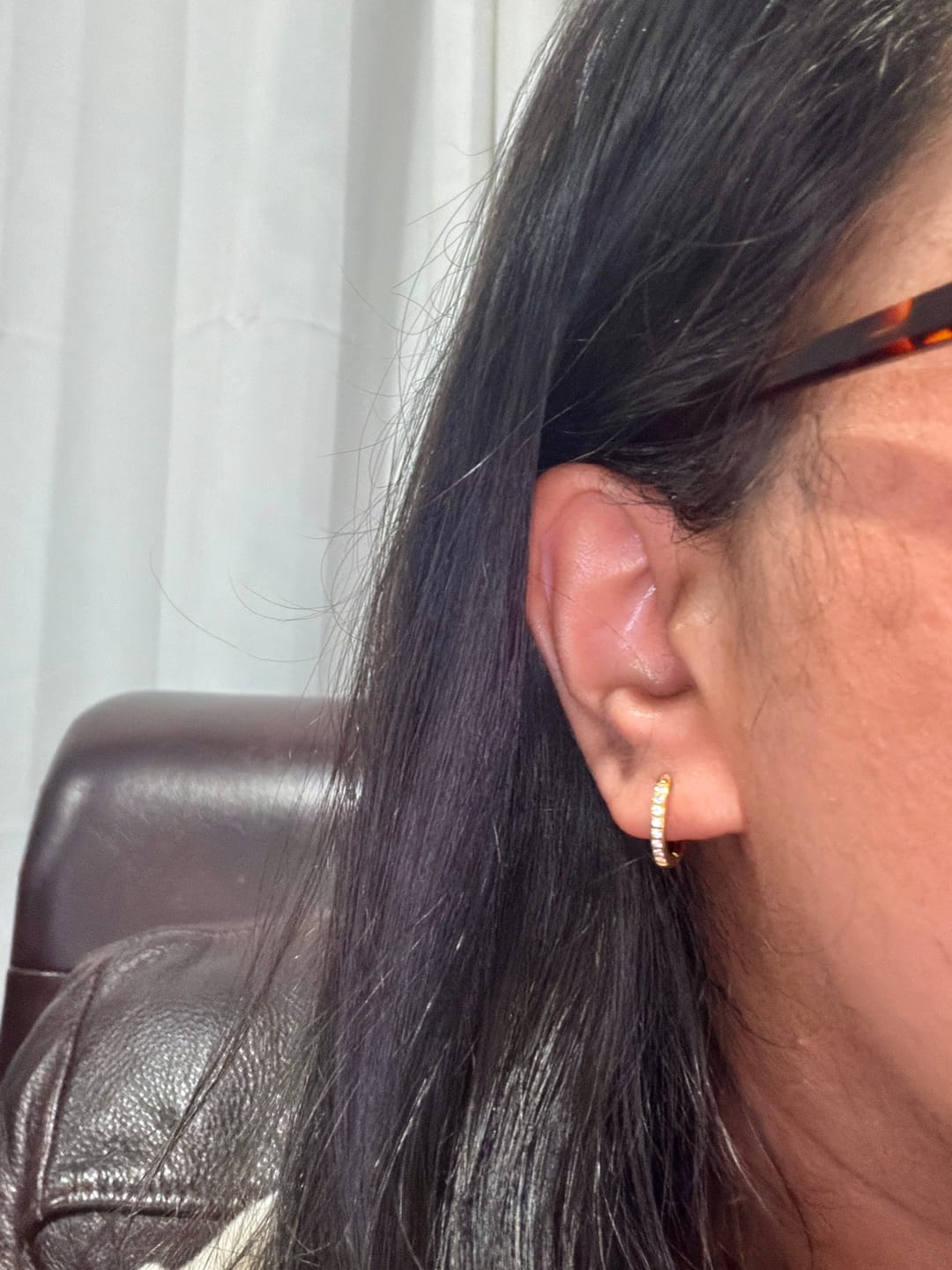 Customer photo review of Eternity Hoop Earrings