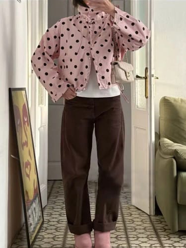 Customer photo review of Margaret Drawstring Polka Dot Jacket