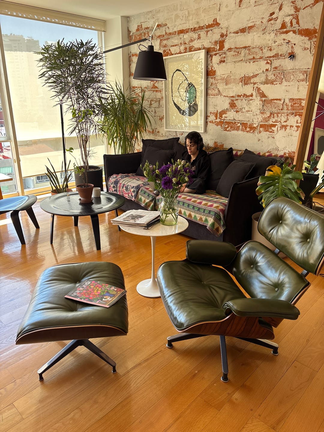 Customer photo review of Early 3rd Generation Eames Lounge Chair and Ottoman in Brazilian Rosewood & Green Leather
