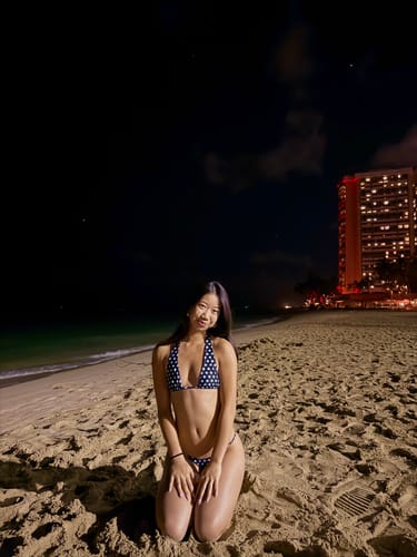 Customer photo review of 002 Halter Bikini Top - Black Polka Dot