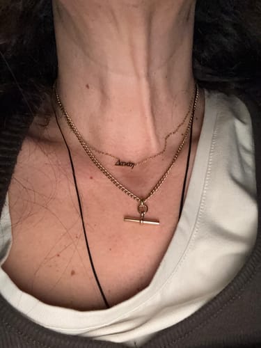 Customer photo review of The Piha T-Bar Necklace - Skinny Curb