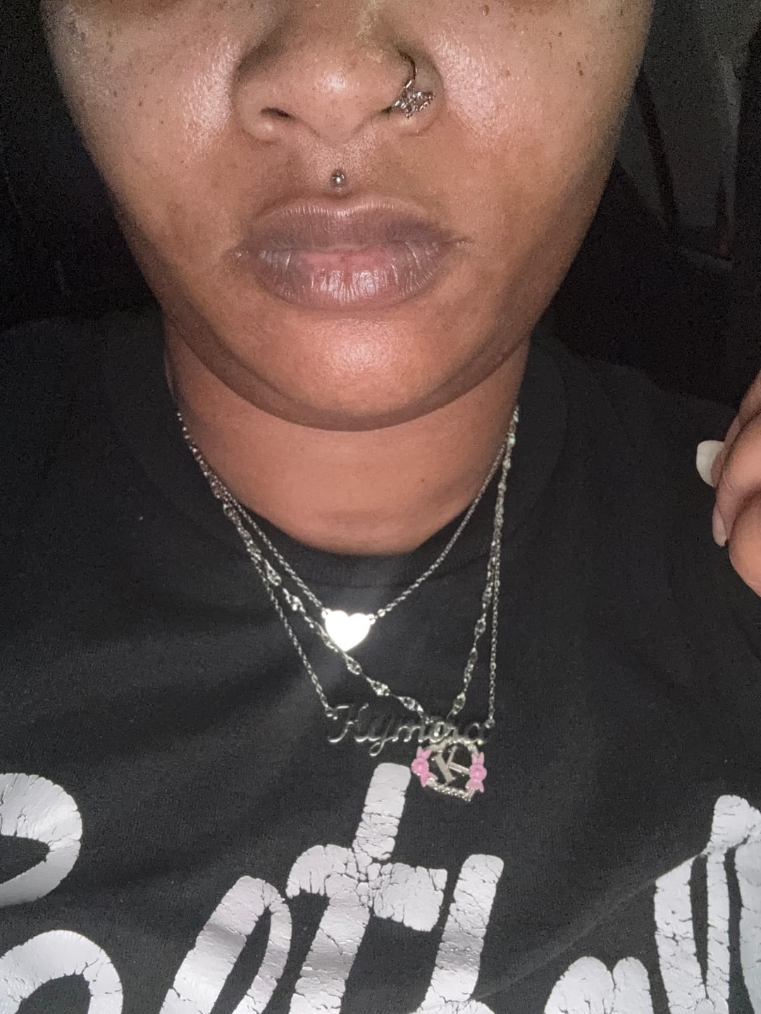 Customer photo review of Heart Layer Name Necklace