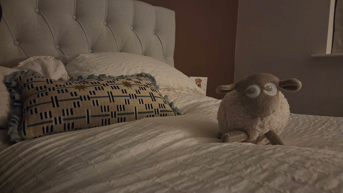 Customer photo review of ewan Deluxe | baby shushing sleep sheep | beige