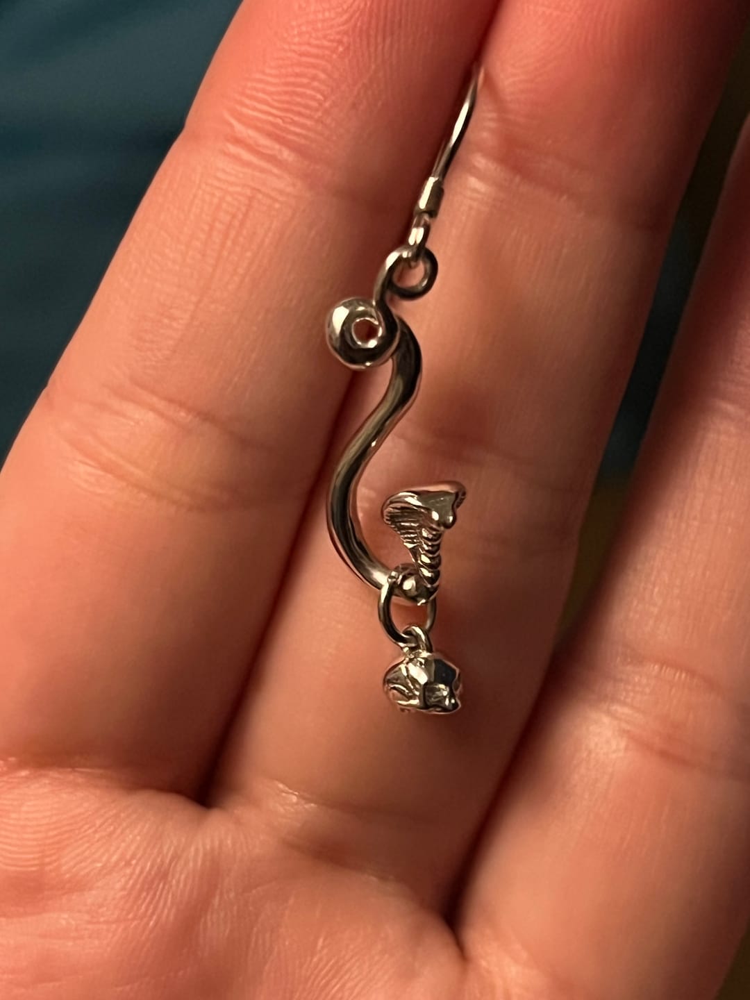 Customer photo review of SNAKE SKULL EARRING